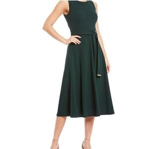 Calvin Klein Dark Green Scuba Crepe Midi Skirt